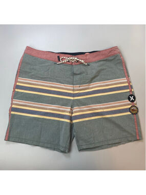 Hurley Pendleton Board Shorts Swim Trunks 38 Stripe Green Red Classic Americana